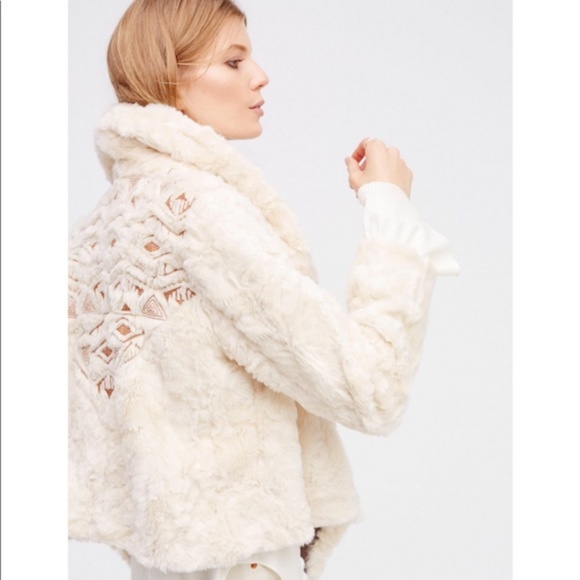 Free People Jackets & Blazers - FREE PEOPLE Embroidered Cascade Fur Jacket Sz S